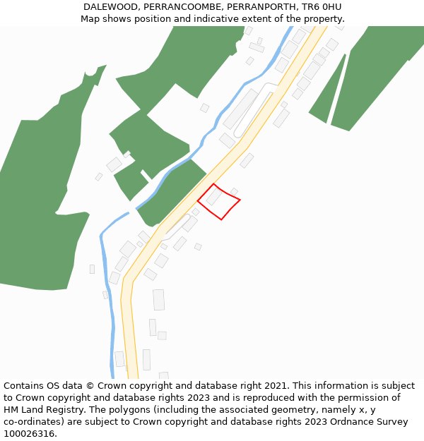 DALEWOOD, PERRANCOOMBE, PERRANPORTH, TR6 0HU: Location map and indicative extent of plot