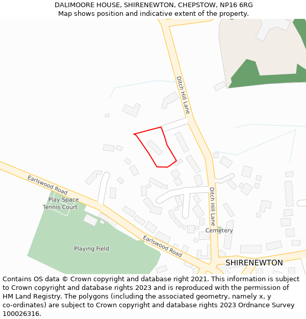 DALIMOORE HOUSE, SHIRENEWTON, CHEPSTOW, NP16 6RG: Location map and indicative extent of plot