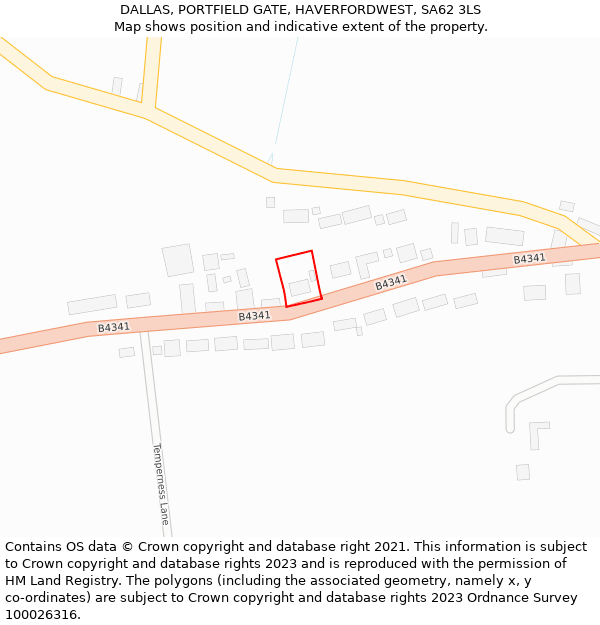 DALLAS, PORTFIELD GATE, HAVERFORDWEST, SA62 3LS: Location map and indicative extent of plot