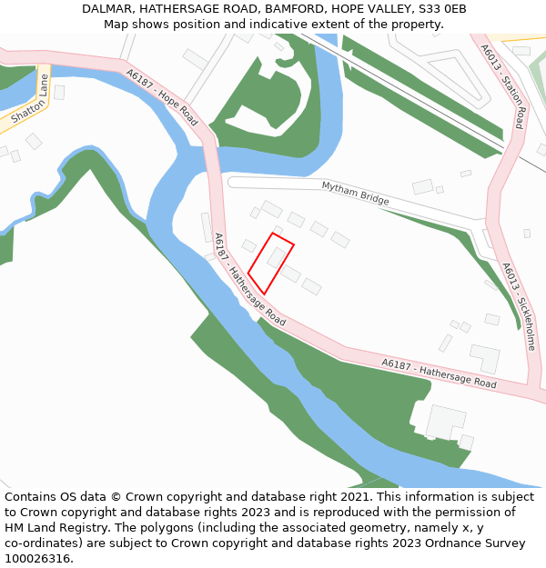 DALMAR, HATHERSAGE ROAD, BAMFORD, HOPE VALLEY, S33 0EB: Location map and indicative extent of plot