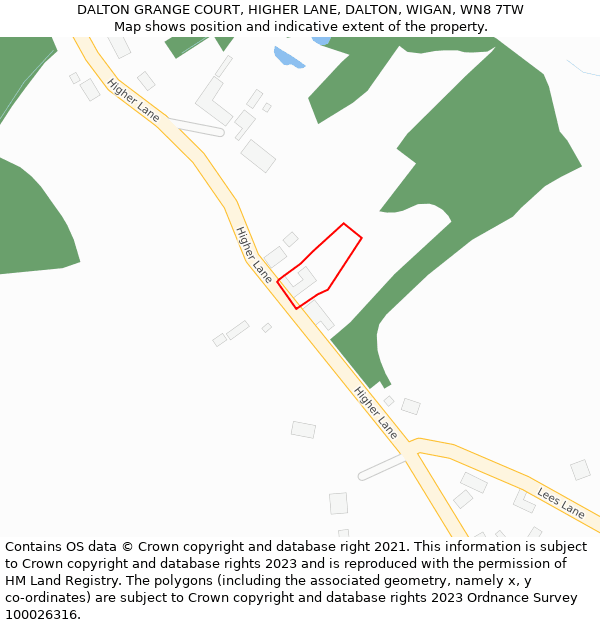 DALTON GRANGE COURT, HIGHER LANE, DALTON, WIGAN, WN8 7TW: Location map and indicative extent of plot