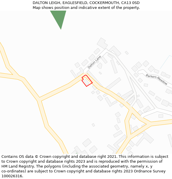 DALTON LEIGH, EAGLESFIELD, COCKERMOUTH, CA13 0SD: Location map and indicative extent of plot