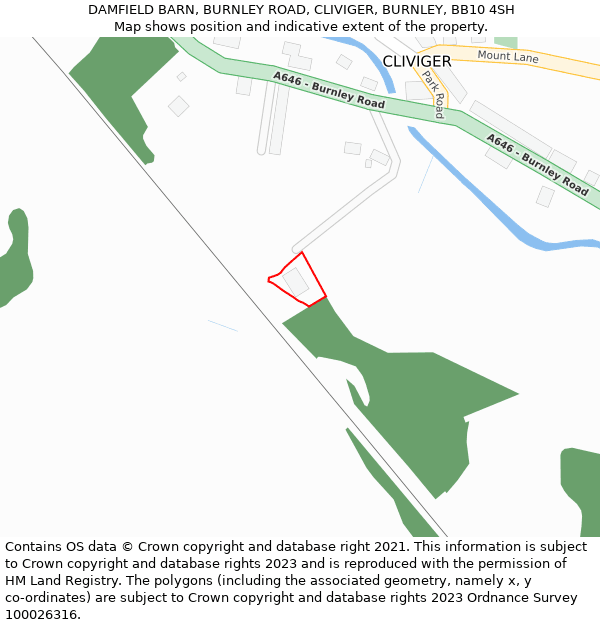 DAMFIELD BARN, BURNLEY ROAD, CLIVIGER, BURNLEY, BB10 4SH: Location map and indicative extent of plot