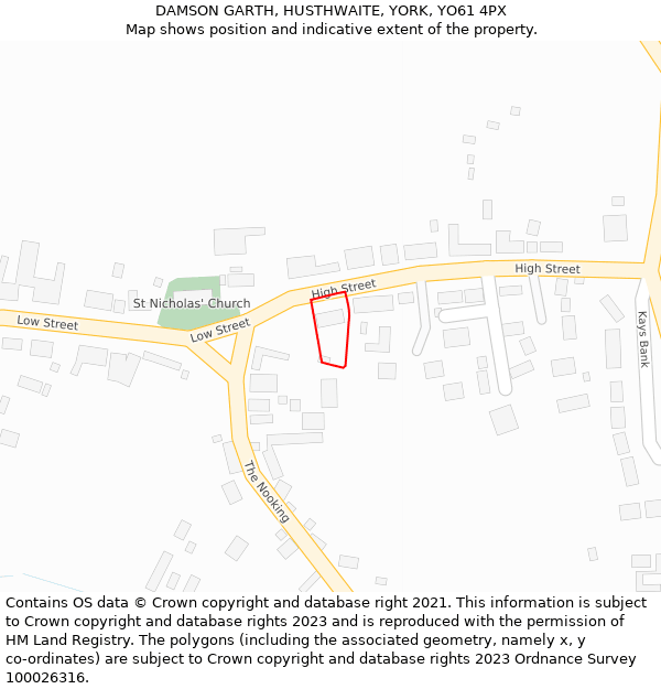 DAMSON GARTH, HUSTHWAITE, YORK, YO61 4PX: Location map and indicative extent of plot