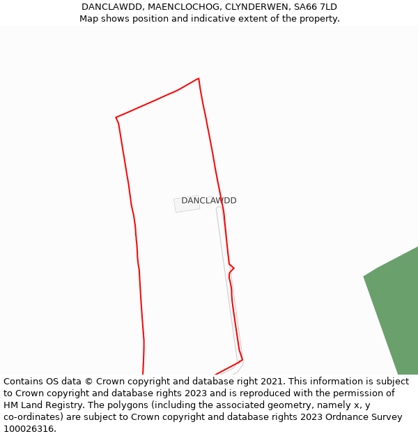 DANCLAWDD, MAENCLOCHOG, CLYNDERWEN, SA66 7LD: Location map and indicative extent of plot