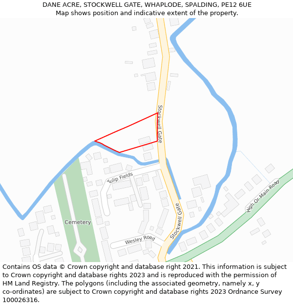 DANE ACRE, STOCKWELL GATE, WHAPLODE, SPALDING, PE12 6UE: Location map and indicative extent of plot
