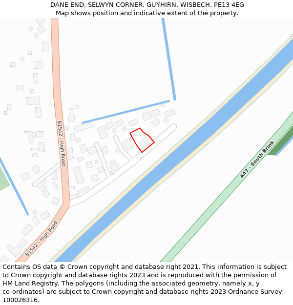 DANE END, SELWYN CORNER, GUYHIRN, WISBECH, PE13 4EG: Location map and indicative extent of plot