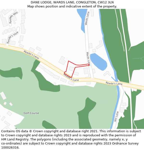 DANE LODGE, WARDS LANE, CONGLETON, CW12 3LN: Location map and indicative extent of plot