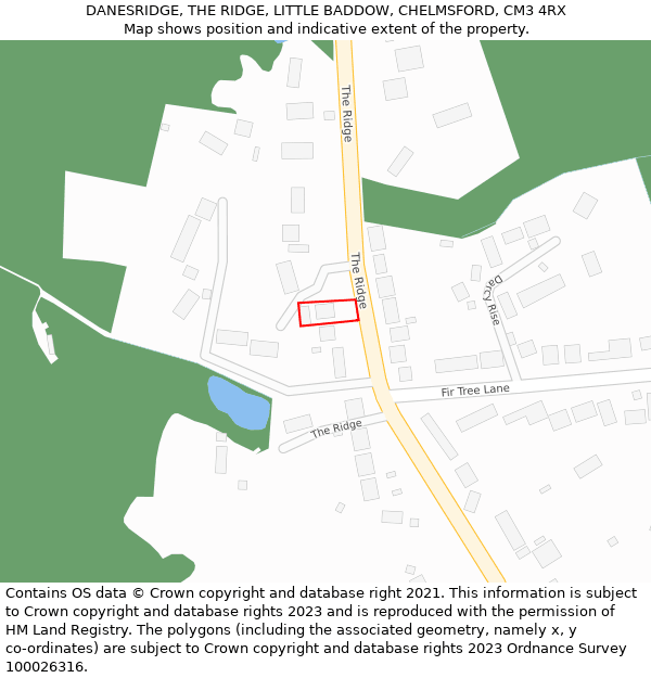 DANESRIDGE, THE RIDGE, LITTLE BADDOW, CHELMSFORD, CM3 4RX: Location map and indicative extent of plot