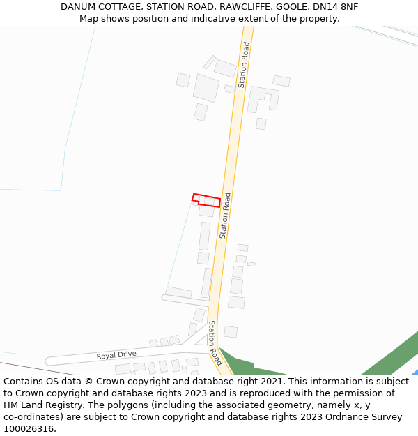 DANUM COTTAGE, STATION ROAD, RAWCLIFFE, GOOLE, DN14 8NF: Location map and indicative extent of plot