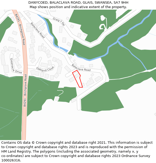 DANYCOED, BALACLAVA ROAD, GLAIS, SWANSEA, SA7 9HH: Location map and indicative extent of plot