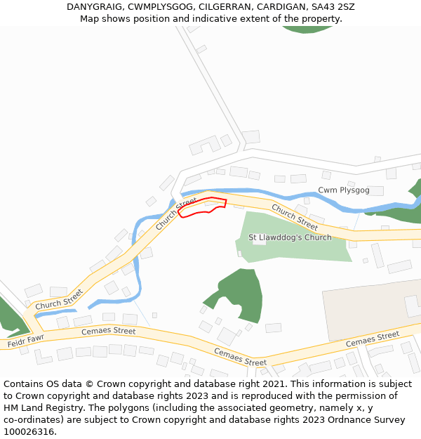 DANYGRAIG, CWMPLYSGOG, CILGERRAN, CARDIGAN, SA43 2SZ: Location map and indicative extent of plot