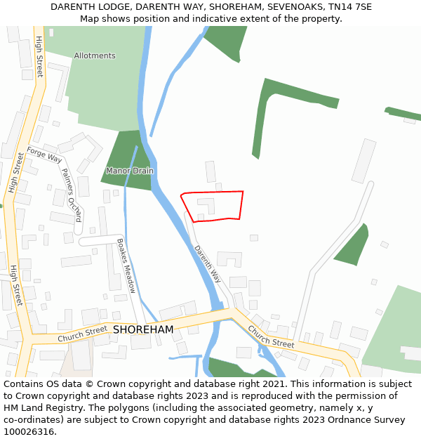 DARENTH LODGE, DARENTH WAY, SHOREHAM, SEVENOAKS, TN14 7SE: Location map and indicative extent of plot