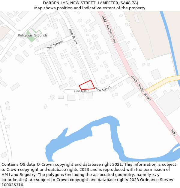 DARREN LAS, NEW STREET, LAMPETER, SA48 7AJ: Location map and indicative extent of plot