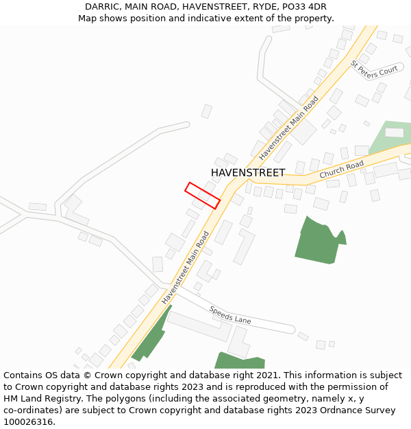 DARRIC, MAIN ROAD, HAVENSTREET, RYDE, PO33 4DR: Location map and indicative extent of plot