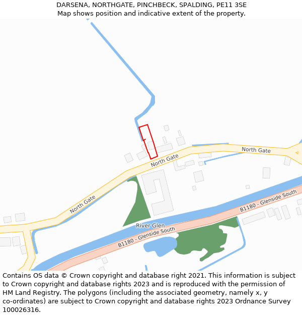 DARSENA, NORTHGATE, PINCHBECK, SPALDING, PE11 3SE: Location map and indicative extent of plot