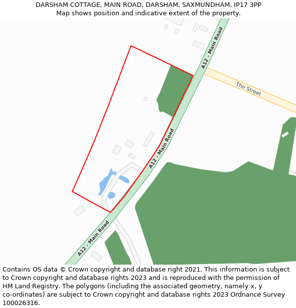 DARSHAM COTTAGE, MAIN ROAD, DARSHAM, SAXMUNDHAM, IP17 3PP: Location map and indicative extent of plot