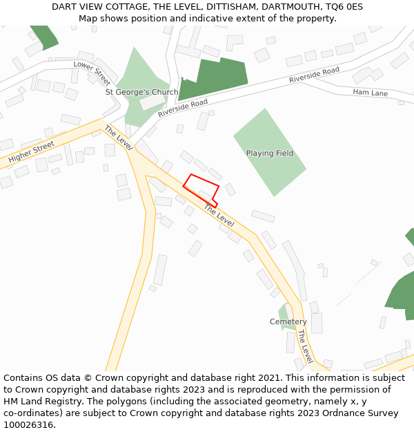 DART VIEW COTTAGE, THE LEVEL, DITTISHAM, DARTMOUTH, TQ6 0ES: Location map and indicative extent of plot