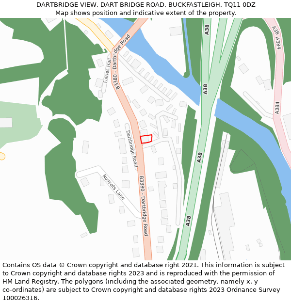 DARTBRIDGE VIEW, DART BRIDGE ROAD, BUCKFASTLEIGH, TQ11 0DZ: Location map and indicative extent of plot