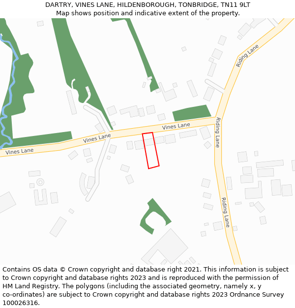 DARTRY, VINES LANE, HILDENBOROUGH, TONBRIDGE, TN11 9LT: Location map and indicative extent of plot