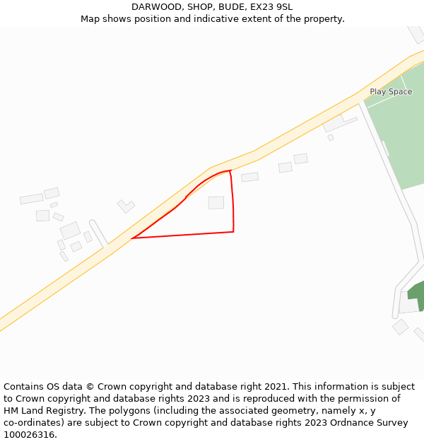 DARWOOD, SHOP, BUDE, EX23 9SL: Location map and indicative extent of plot