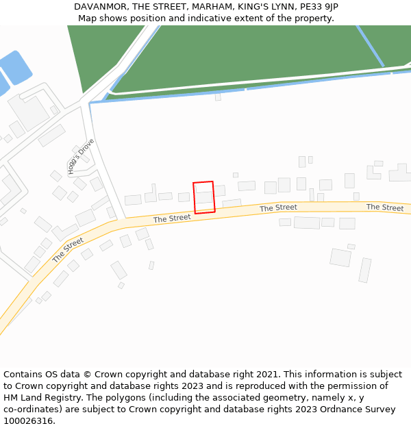 DAVANMOR, THE STREET, MARHAM, KING'S LYNN, PE33 9JP: Location map and indicative extent of plot