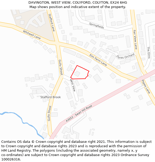 DAVINGTON, WEST VIEW, COLYFORD, COLYTON, EX24 6HG: Location map and indicative extent of plot