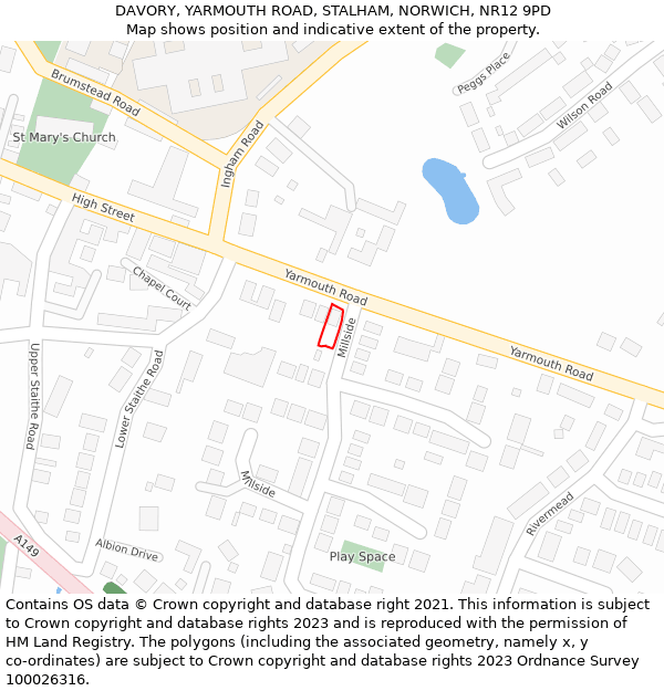 DAVORY, YARMOUTH ROAD, STALHAM, NORWICH, NR12 9PD: Location map and indicative extent of plot