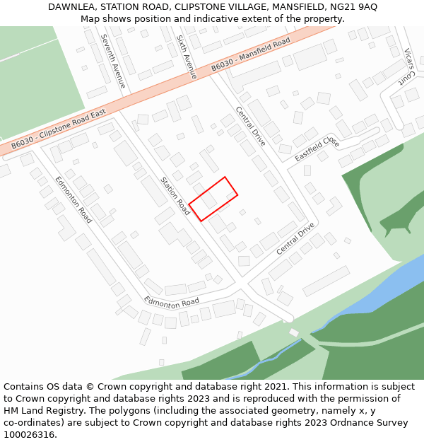 DAWNLEA, STATION ROAD, CLIPSTONE VILLAGE, MANSFIELD, NG21 9AQ: Location map and indicative extent of plot