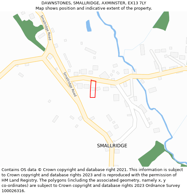 DAWNSTONES, SMALLRIDGE, AXMINSTER, EX13 7LY: Location map and indicative extent of plot