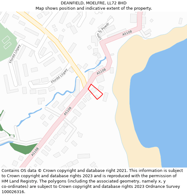 DEANFIELD, MOELFRE, LL72 8HD: Location map and indicative extent of plot