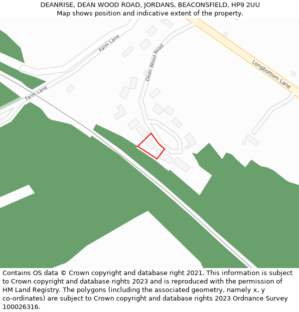 DEANRISE, DEAN WOOD ROAD, JORDANS, BEACONSFIELD, HP9 2UU: Location map and indicative extent of plot