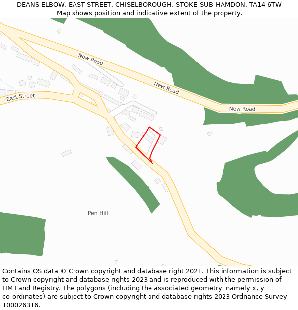 DEANS ELBOW, EAST STREET, CHISELBOROUGH, STOKE-SUB-HAMDON, TA14 6TW: Location map and indicative extent of plot