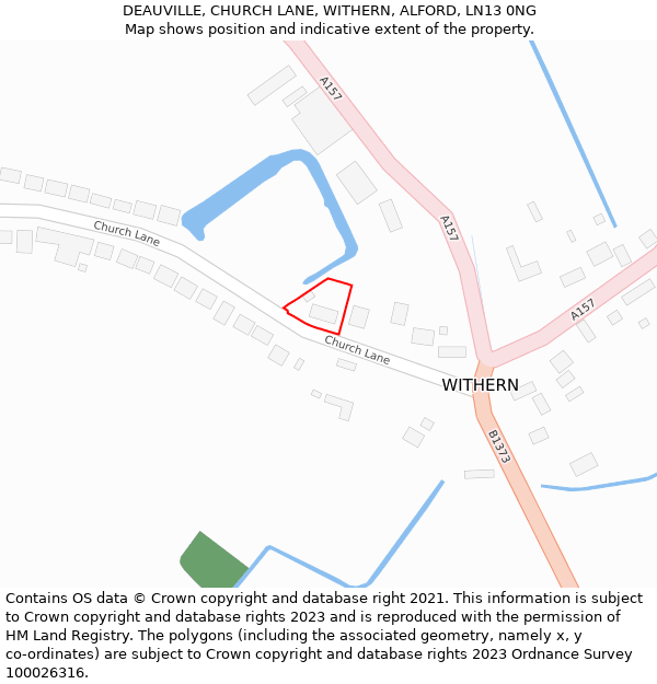 DEAUVILLE, CHURCH LANE, WITHERN, ALFORD, LN13 0NG: Location map and indicative extent of plot