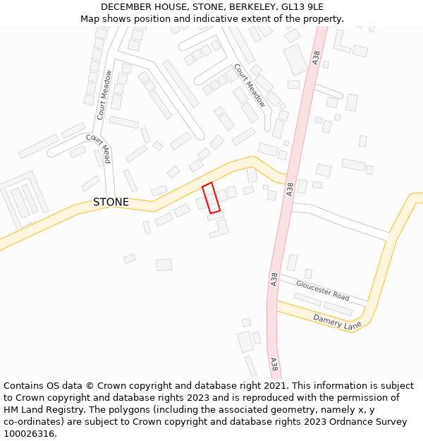 DECEMBER HOUSE, STONE, BERKELEY, GL13 9LE: Location map and indicative extent of plot