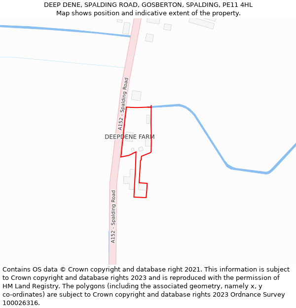 DEEP DENE, SPALDING ROAD, GOSBERTON, SPALDING, PE11 4HL: Location map and indicative extent of plot