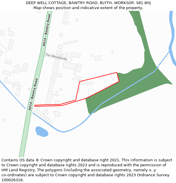 DEEP WELL COTTAGE, BAWTRY ROAD, BLYTH, WORKSOP, S81 8HJ: Location map and indicative extent of plot