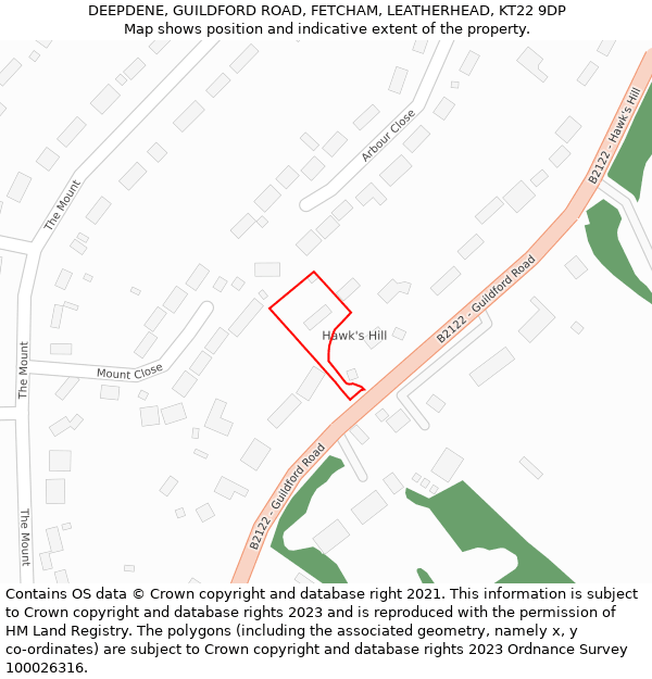 DEEPDENE, GUILDFORD ROAD, FETCHAM, LEATHERHEAD, KT22 9DP: Location map and indicative extent of plot