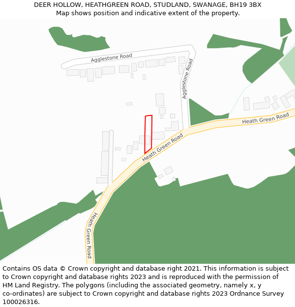 DEER HOLLOW, HEATHGREEN ROAD, STUDLAND, SWANAGE, BH19 3BX: Location map and indicative extent of plot