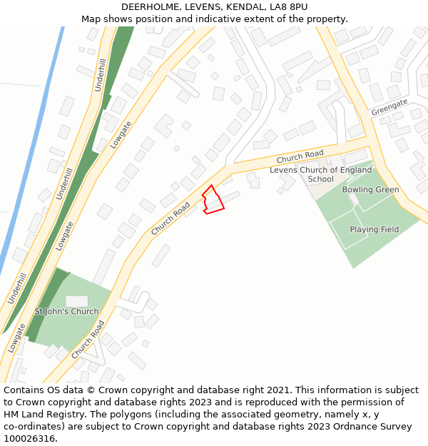 DEERHOLME, LEVENS, KENDAL, LA8 8PU: Location map and indicative extent of plot