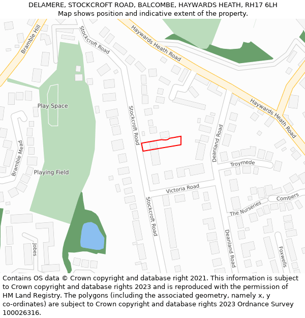 DELAMERE, STOCKCROFT ROAD, BALCOMBE, HAYWARDS HEATH, RH17 6LH: Location map and indicative extent of plot