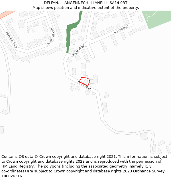 DELFAN, LLANGENNECH, LLANELLI, SA14 9RT: Location map and indicative extent of plot