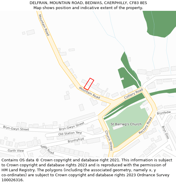 DELFRAN, MOUNTAIN ROAD, BEDWAS, CAERPHILLY, CF83 8ES: Location map and indicative extent of plot