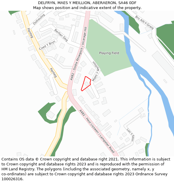 DELFRYN, MAES Y MEILLION, ABERAERON, SA46 0DF: Location map and indicative extent of plot