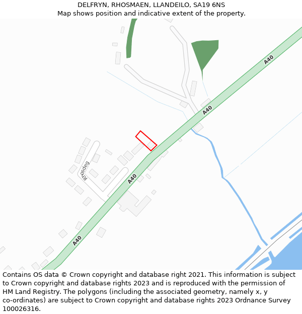 DELFRYN, RHOSMAEN, LLANDEILO, SA19 6NS: Location map and indicative extent of plot