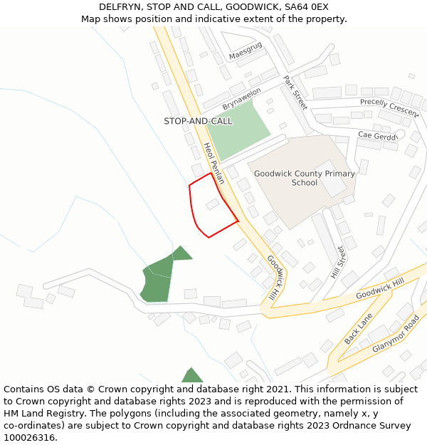 DELFRYN, STOP AND CALL, GOODWICK, SA64 0EX: Location map and indicative extent of plot