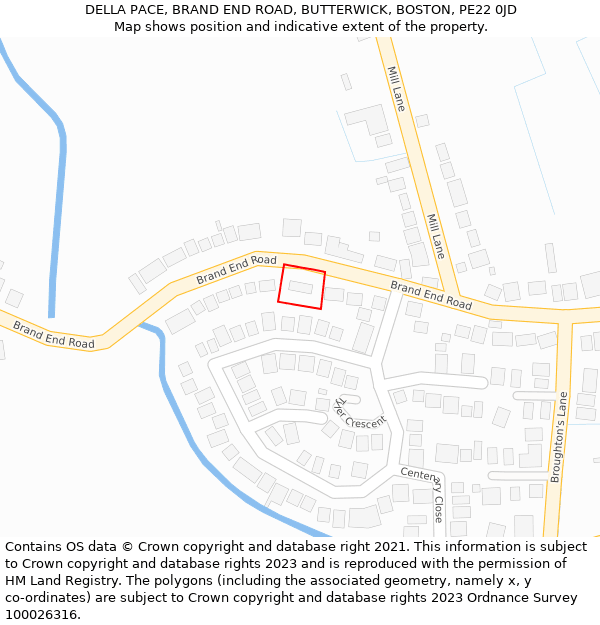 DELLA PACE, BRAND END ROAD, BUTTERWICK, BOSTON, PE22 0JD: Location map and indicative extent of plot
