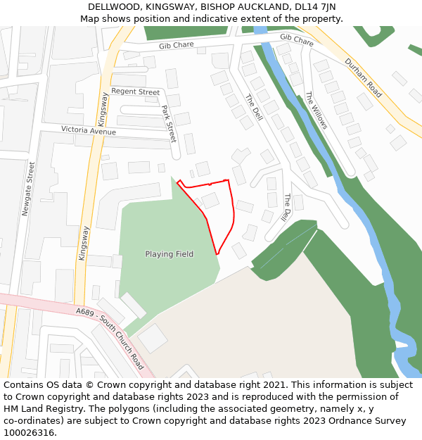 DELLWOOD, KINGSWAY, BISHOP AUCKLAND, DL14 7JN: Location map and indicative extent of plot