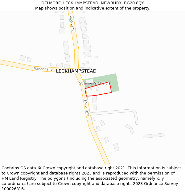 DELMORE, LECKHAMPSTEAD, NEWBURY, RG20 8QY: Location map and indicative extent of plot