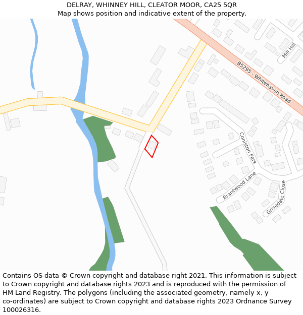 DELRAY, WHINNEY HILL, CLEATOR MOOR, CA25 5QR: Location map and indicative extent of plot